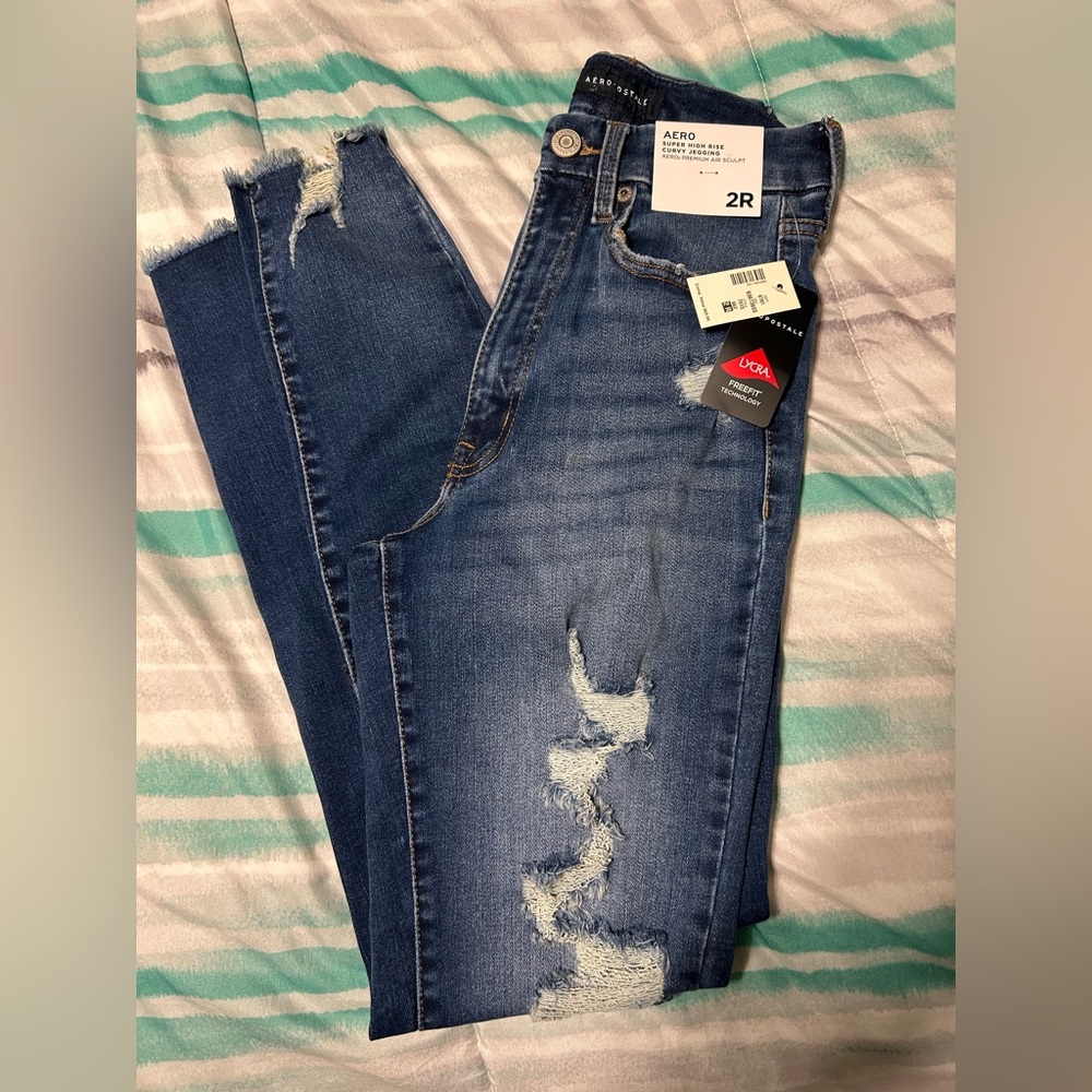 Aeropostale Blue Distressed Skinny Jeans New with Tag